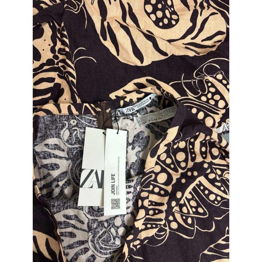 NWT ZARA WOMEN'S Linen Blend Long Printed Skirt + Blouse Suit 2 Pieces XL - Picture 7 of 13
